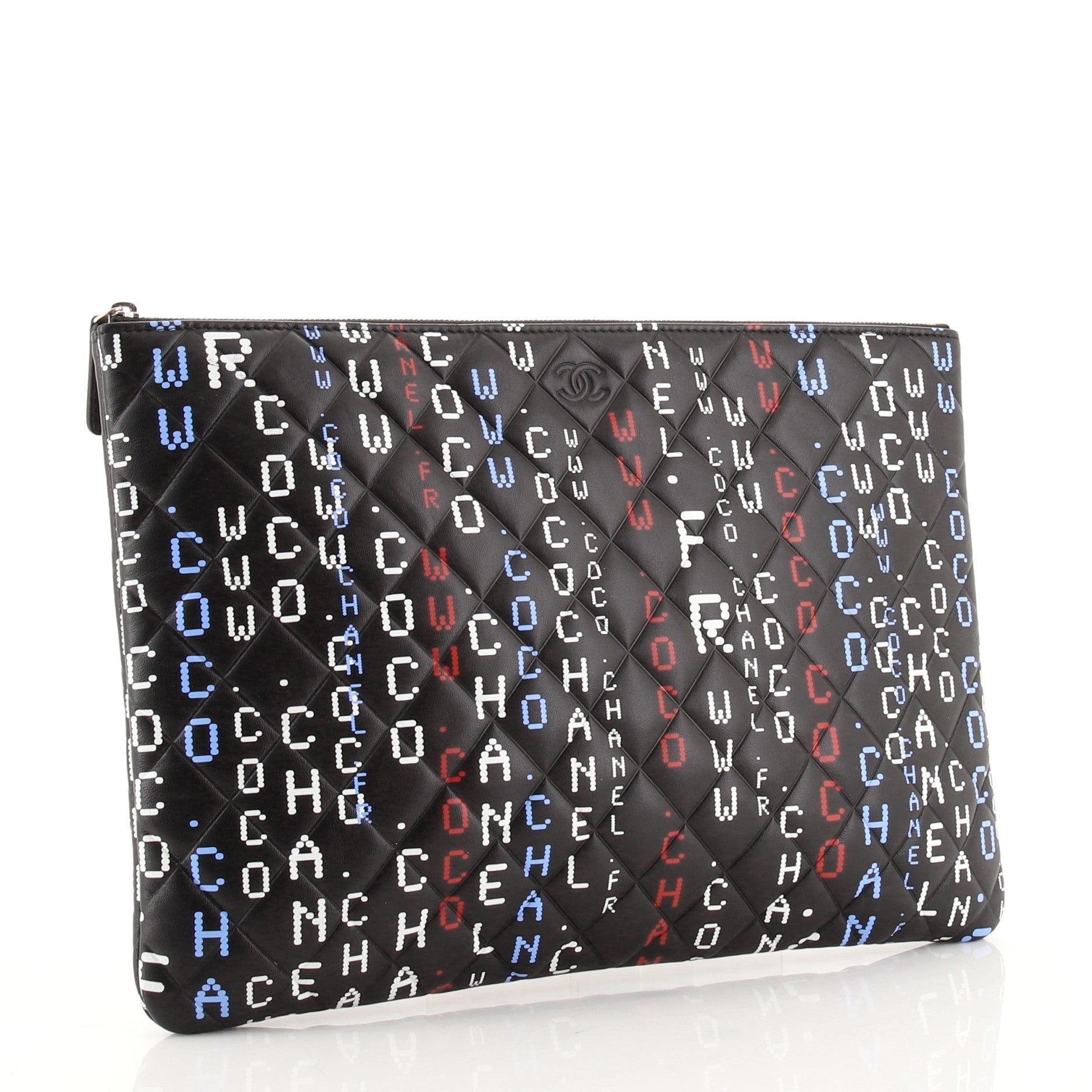 Data Center O Case Clutch Quilted Printed Lambskin Large