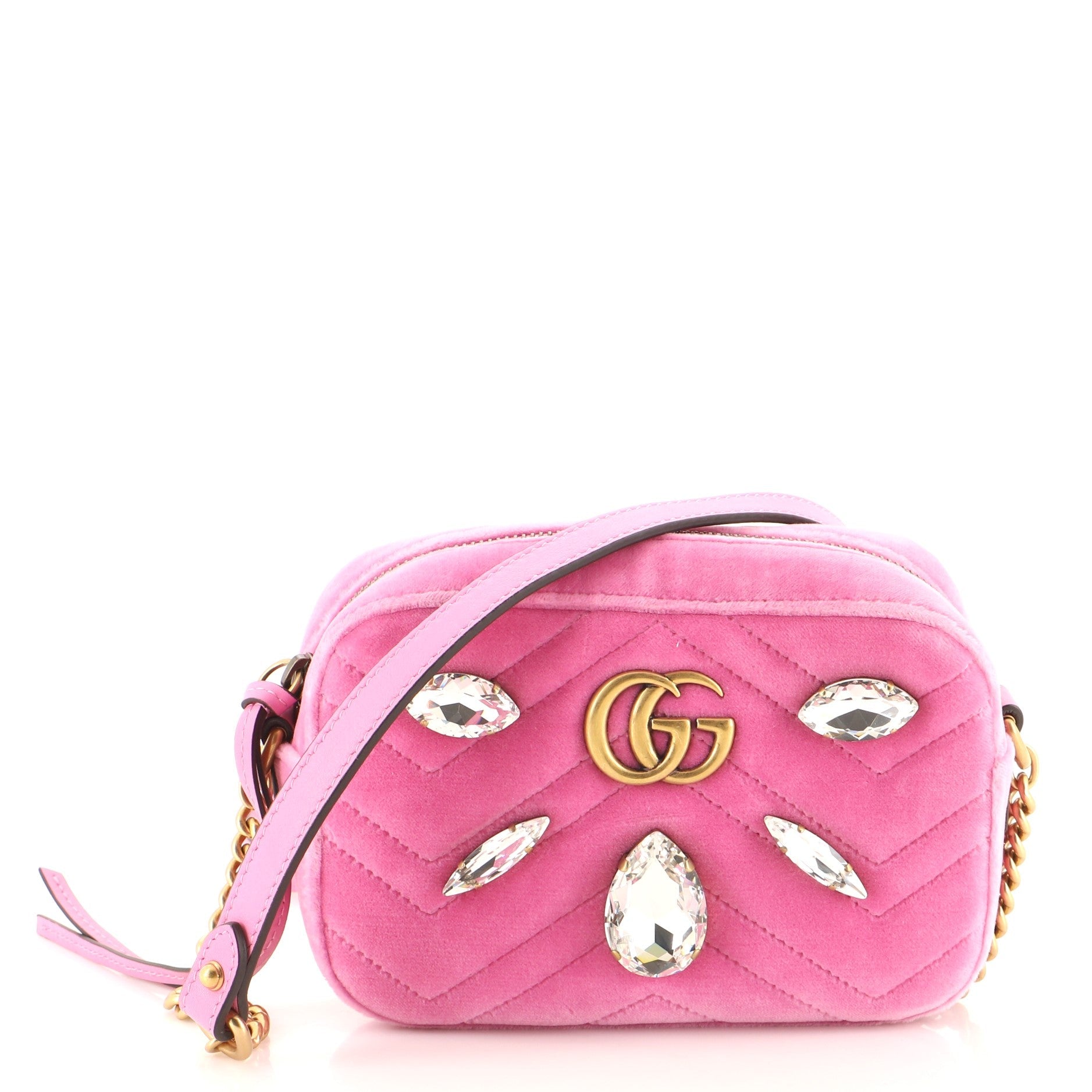 GG Marmont Shoulder Bag Crystal Embellished Matelasse Velvet Mini