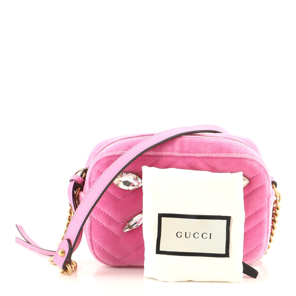GG Marmont Shoulder Bag Crystal Embellished Matelasse Velvet Mini