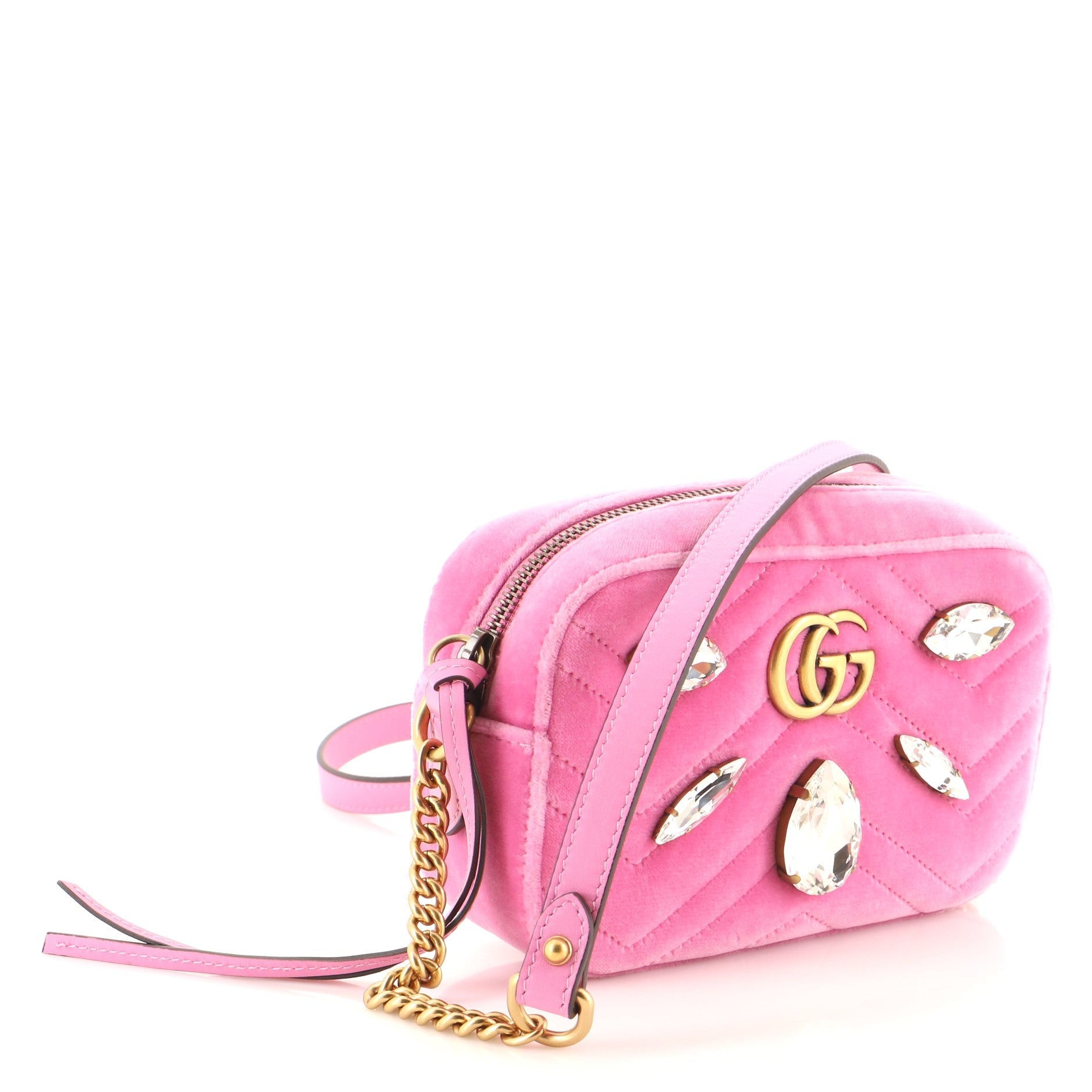GG Marmont Shoulder Bag Crystal Embellished Matelasse Velvet Mini