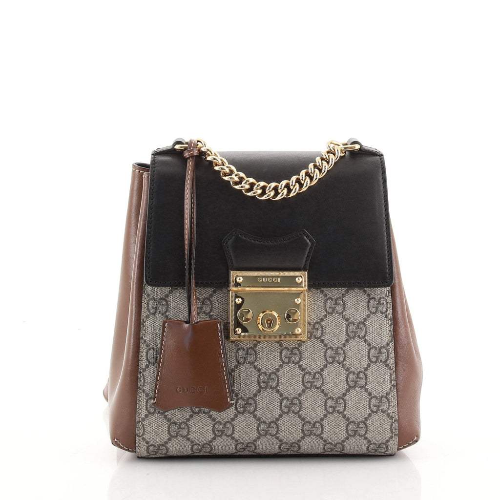 Padlock Backpack GG Coated Canvas and Leather Mini