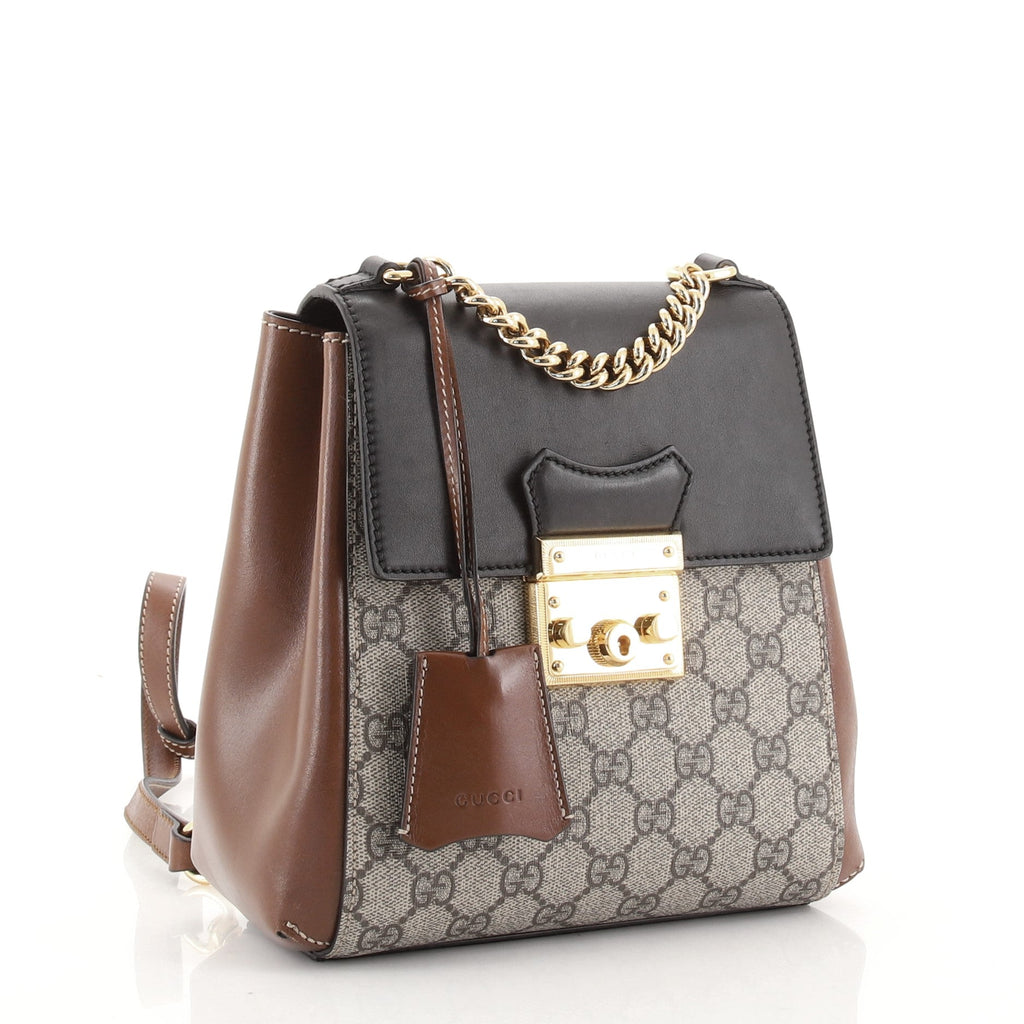 Padlock Backpack GG Coated Canvas and Leather Mini