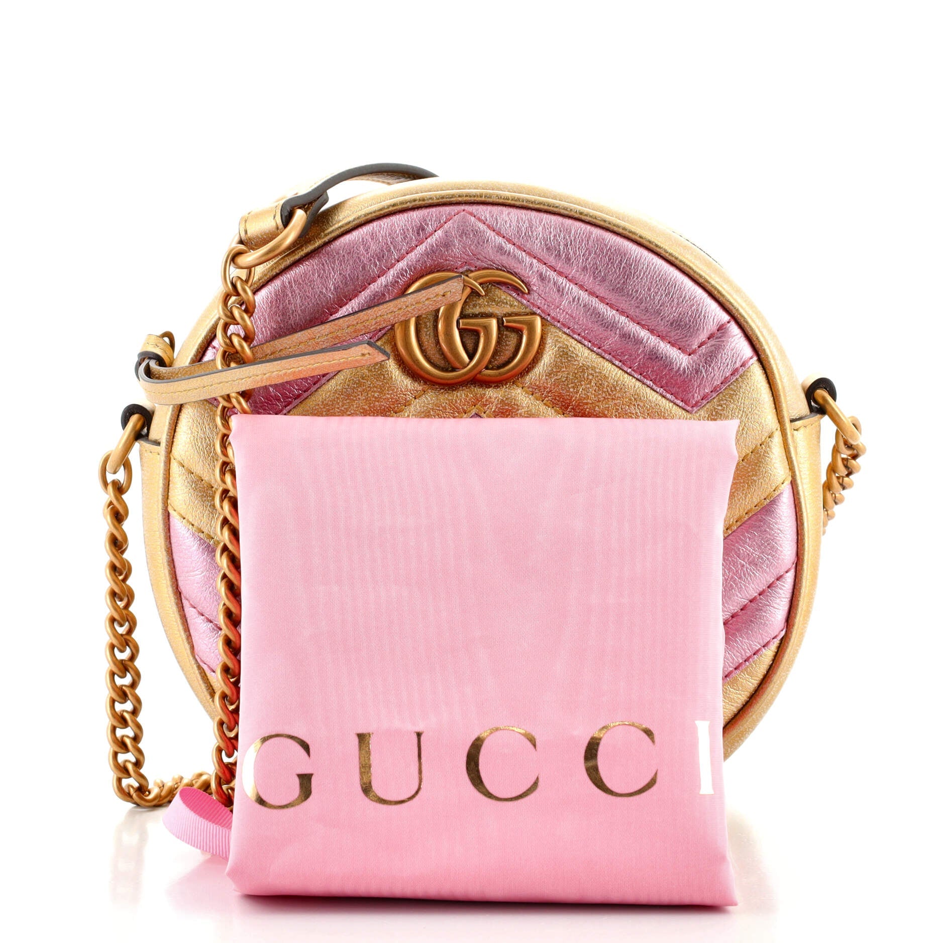 GG Marmont Round Shoulder Bag Matelasse Leather Mini