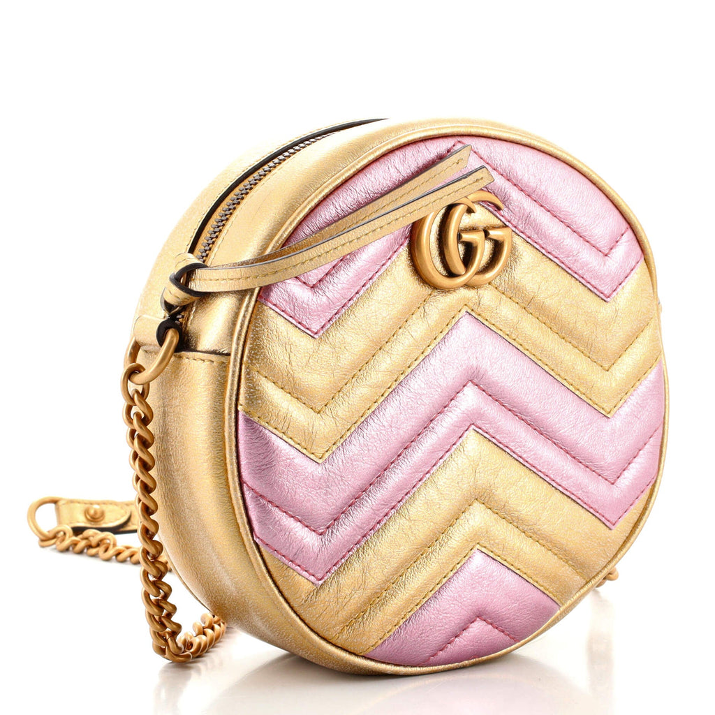 GG Marmont Round Shoulder Bag Matelasse Leather Mini