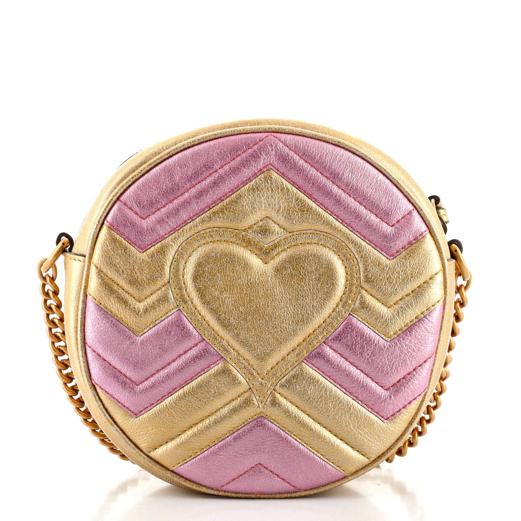 GG Marmont Round Shoulder Bag Matelasse Leather Mini