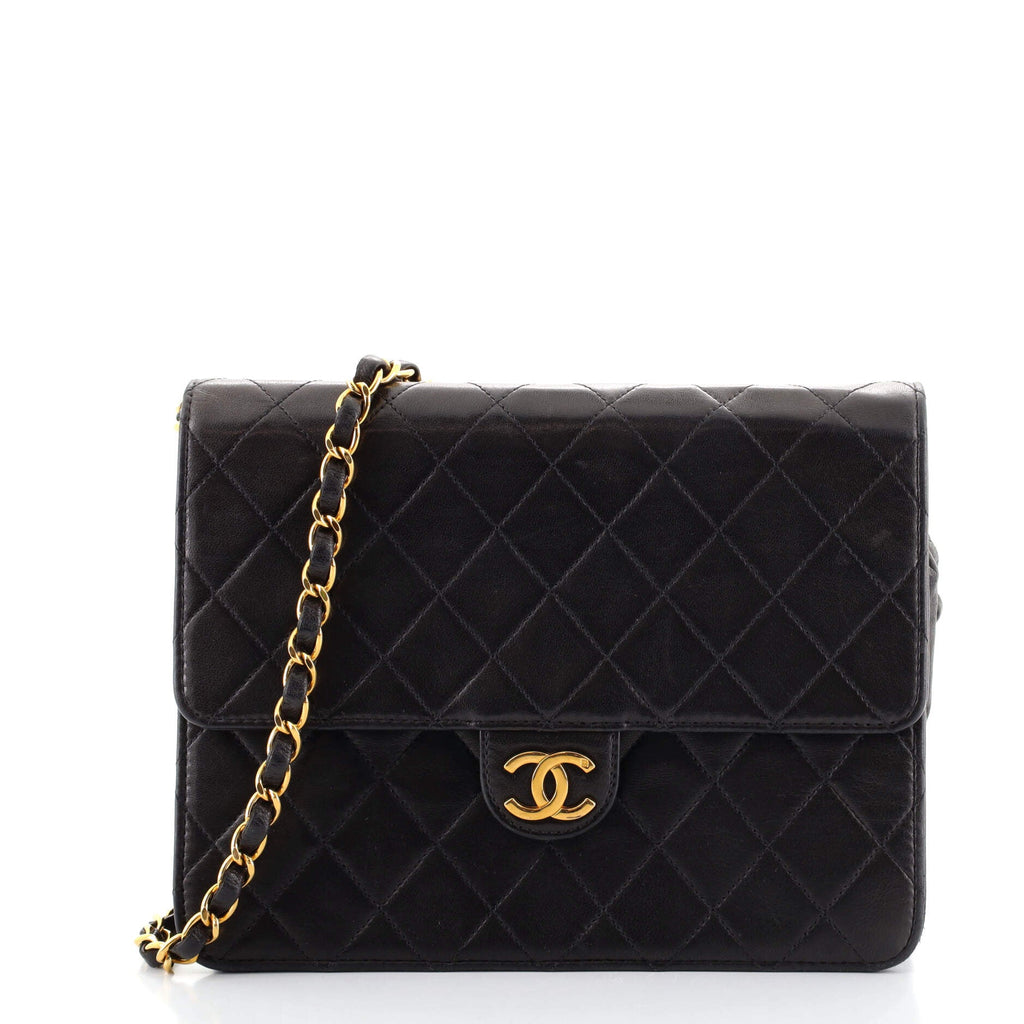 Vintage Clutch with Chain Quilted Leather Small