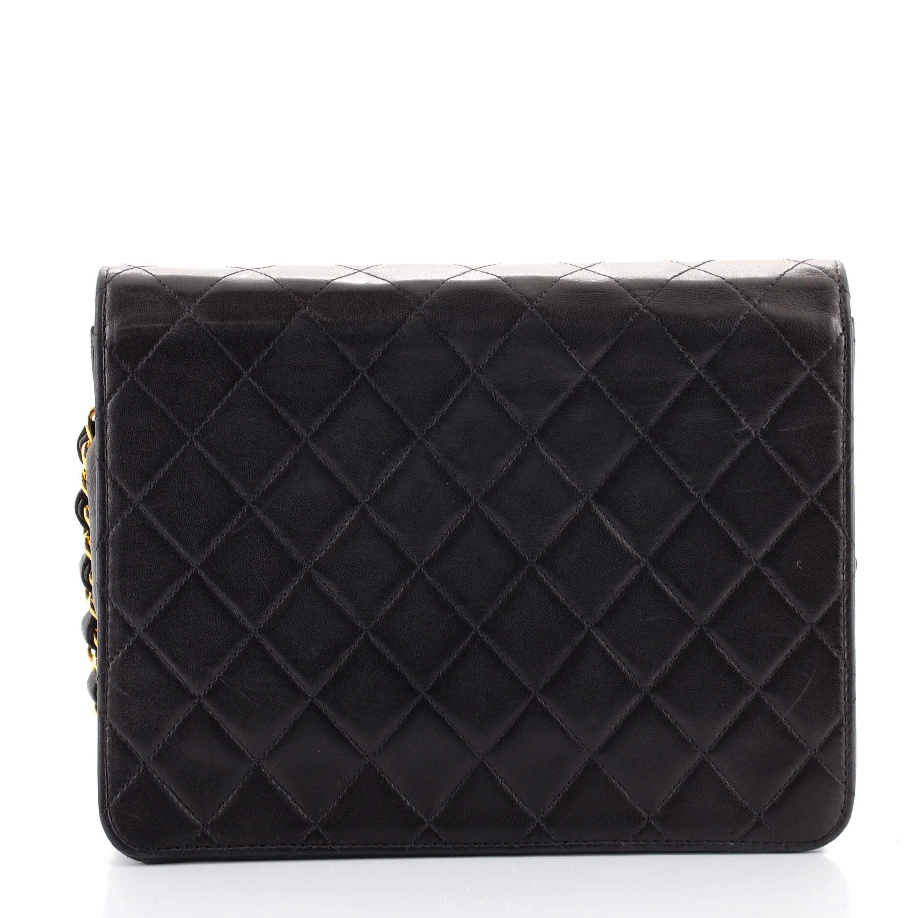 Vintage Clutch with Chain Quilted Leather Small