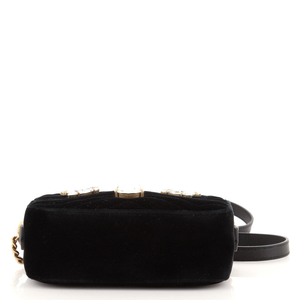 GG Marmont Shoulder Bag Crystal Embellished Matelasse Velvet Mini