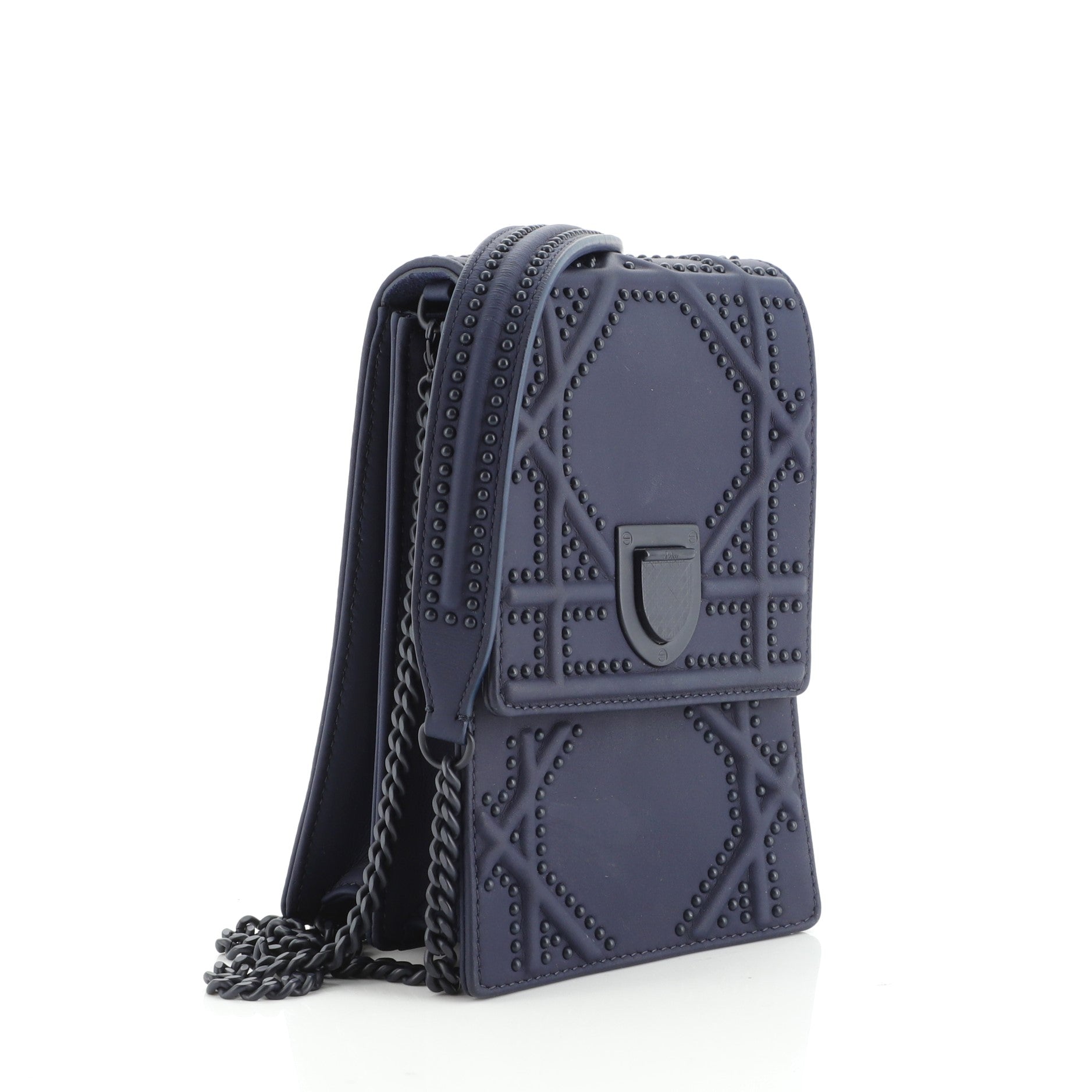 Diorama Vertical Clutch on Chain Studded Leather