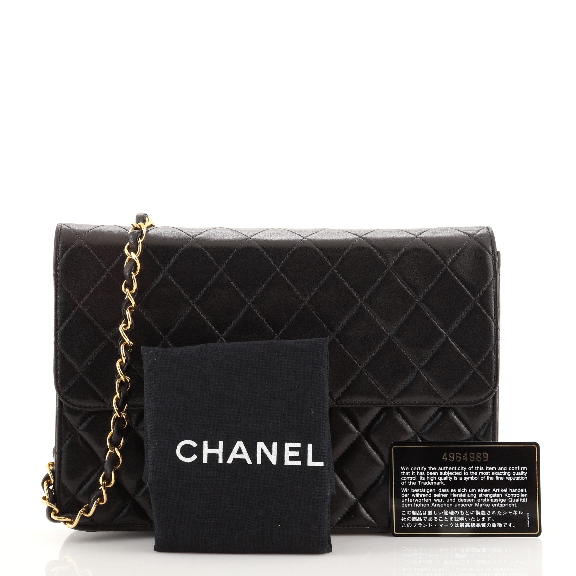Vintage Clutch with Chain Quilted Leather Medium