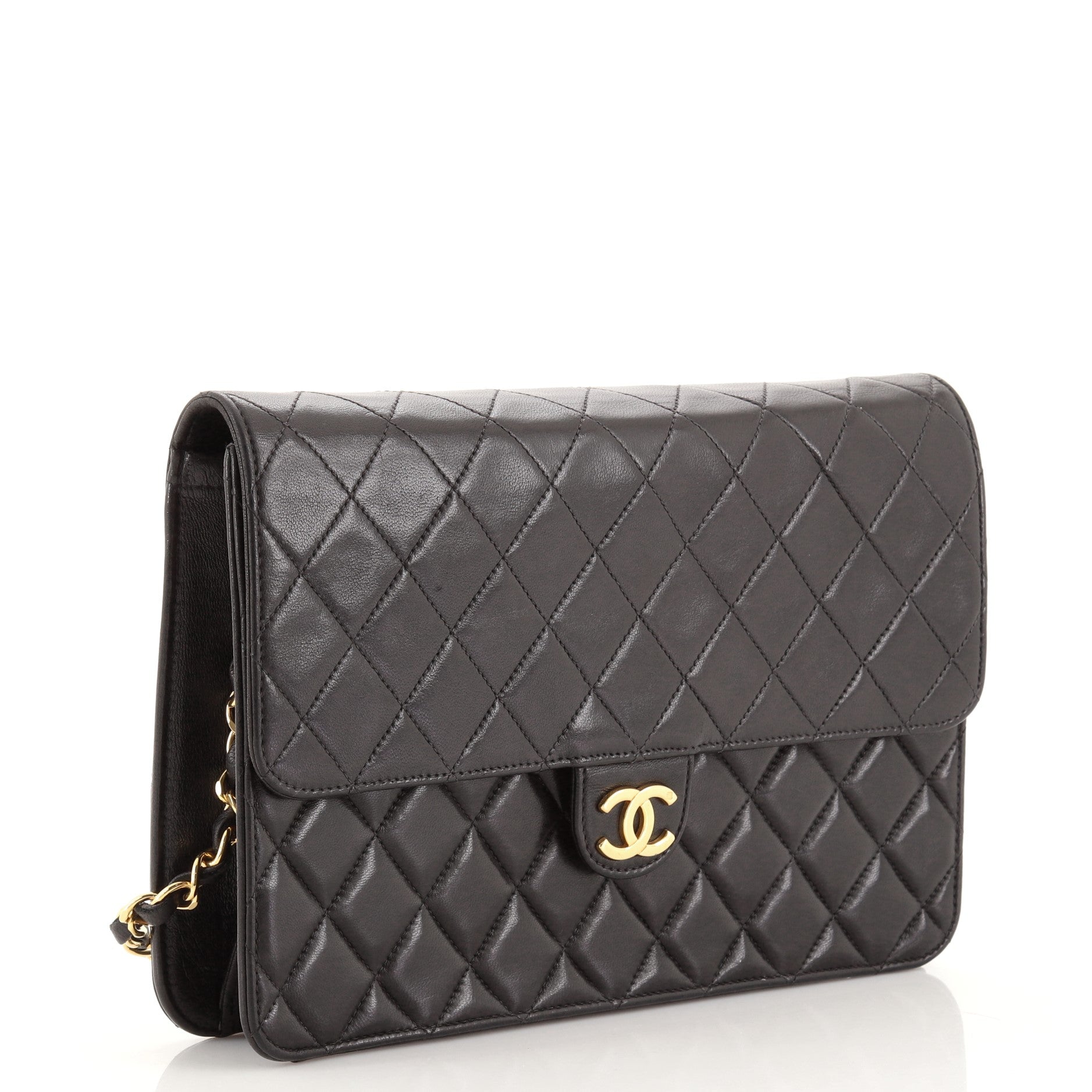 Vintage Clutch with Chain Quilted Leather Medium