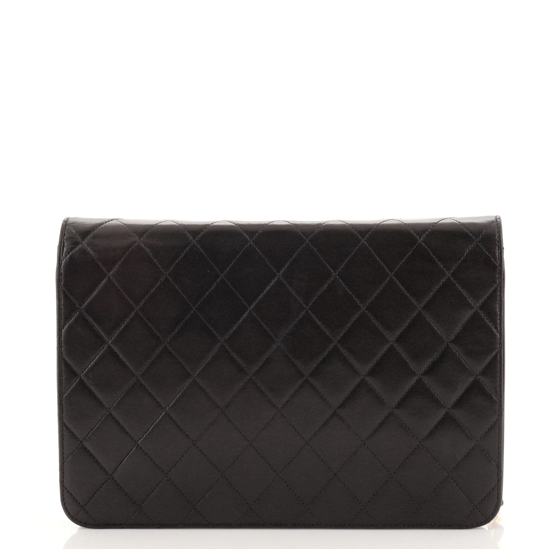 Vintage Clutch with Chain Quilted Leather Medium