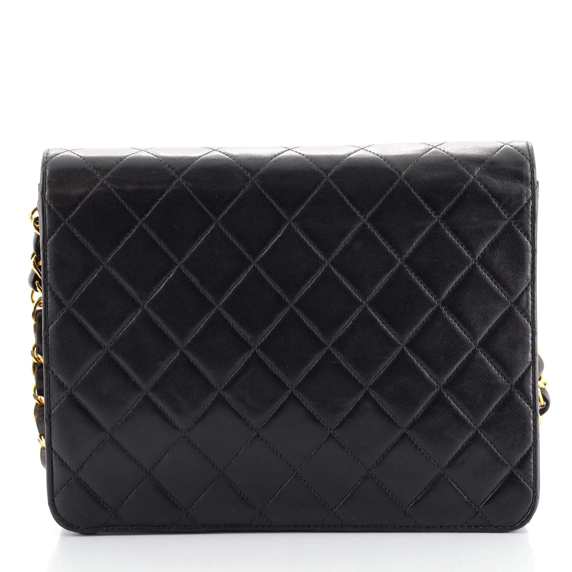 Vintage Clutch with Chain Quilted Leather Small
