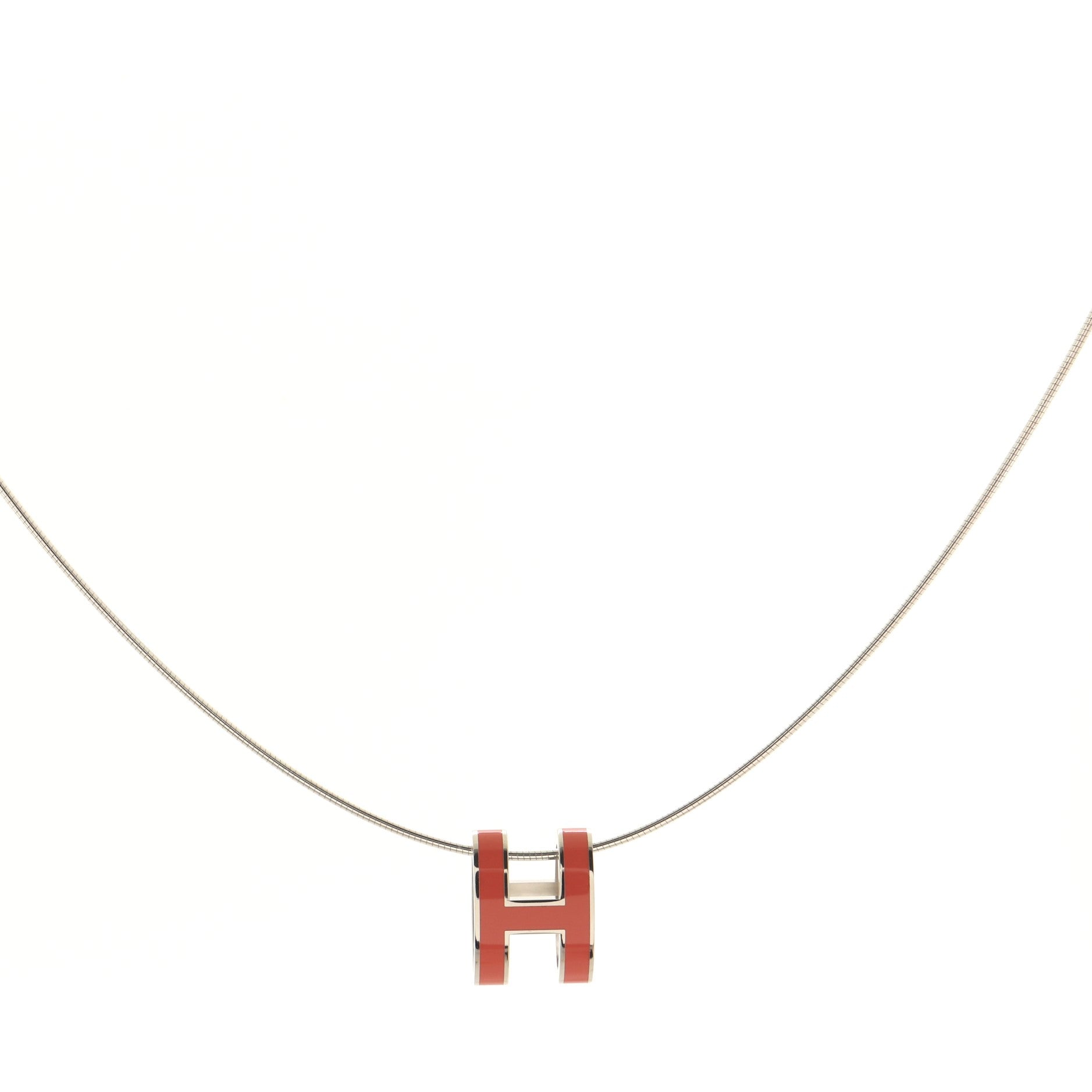 Pop H Pendant Cord Necklace Metal and Enamel