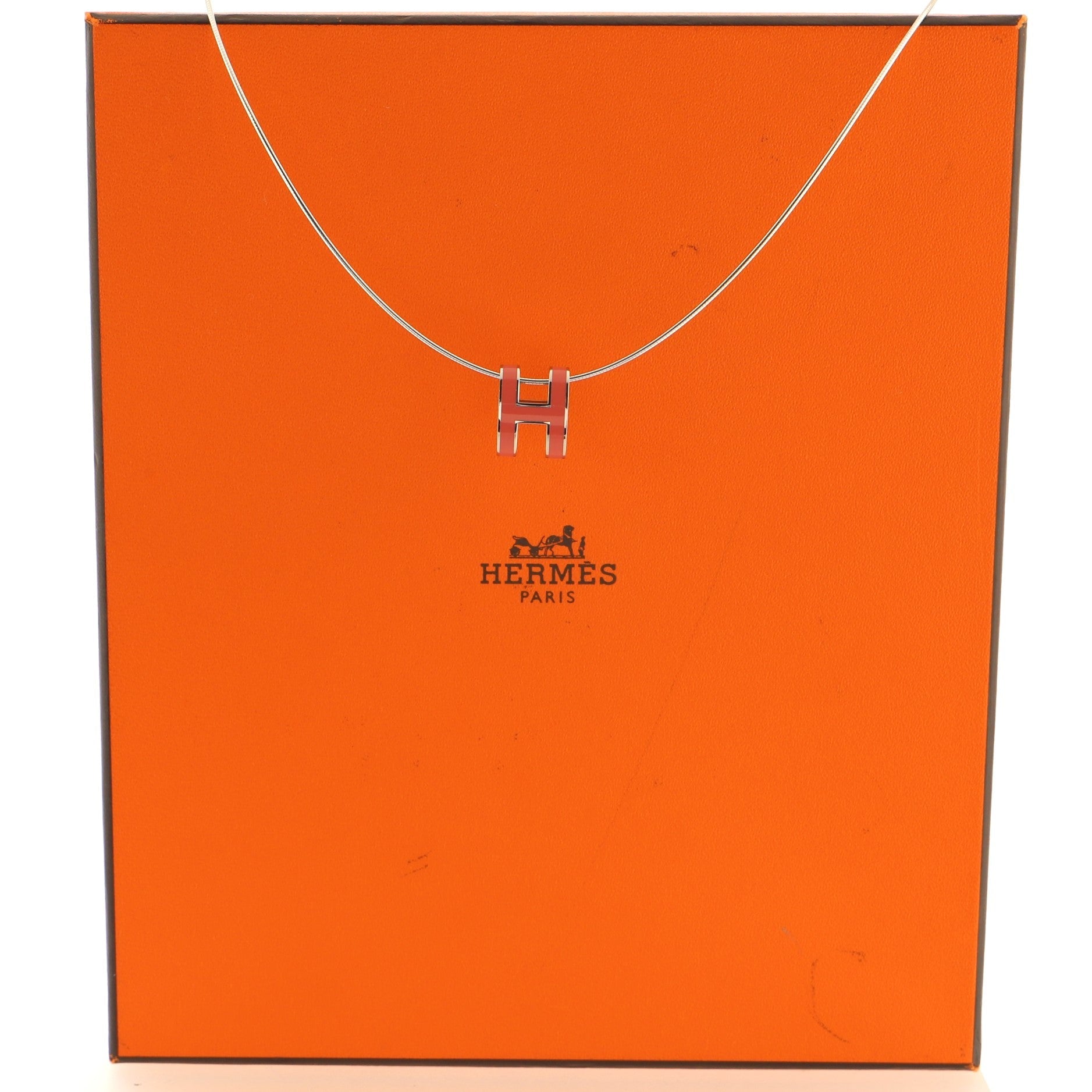 Pop H Pendant Cord Necklace Metal and Enamel