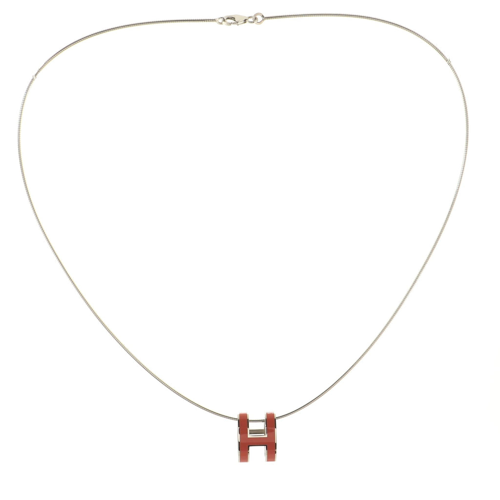 Pop H Pendant Cord Necklace Metal and Enamel