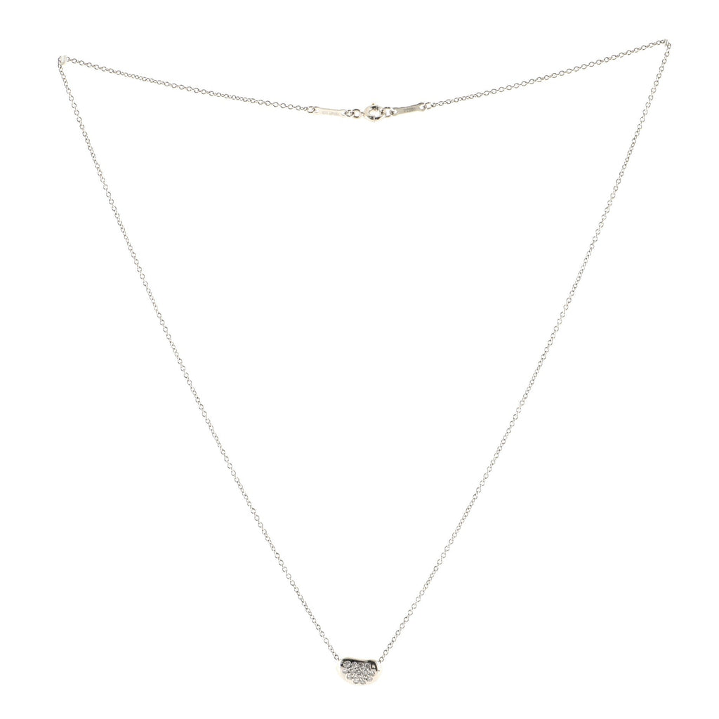 Elsa Peretti Bean Pendant Necklace Platinum with Diamonds