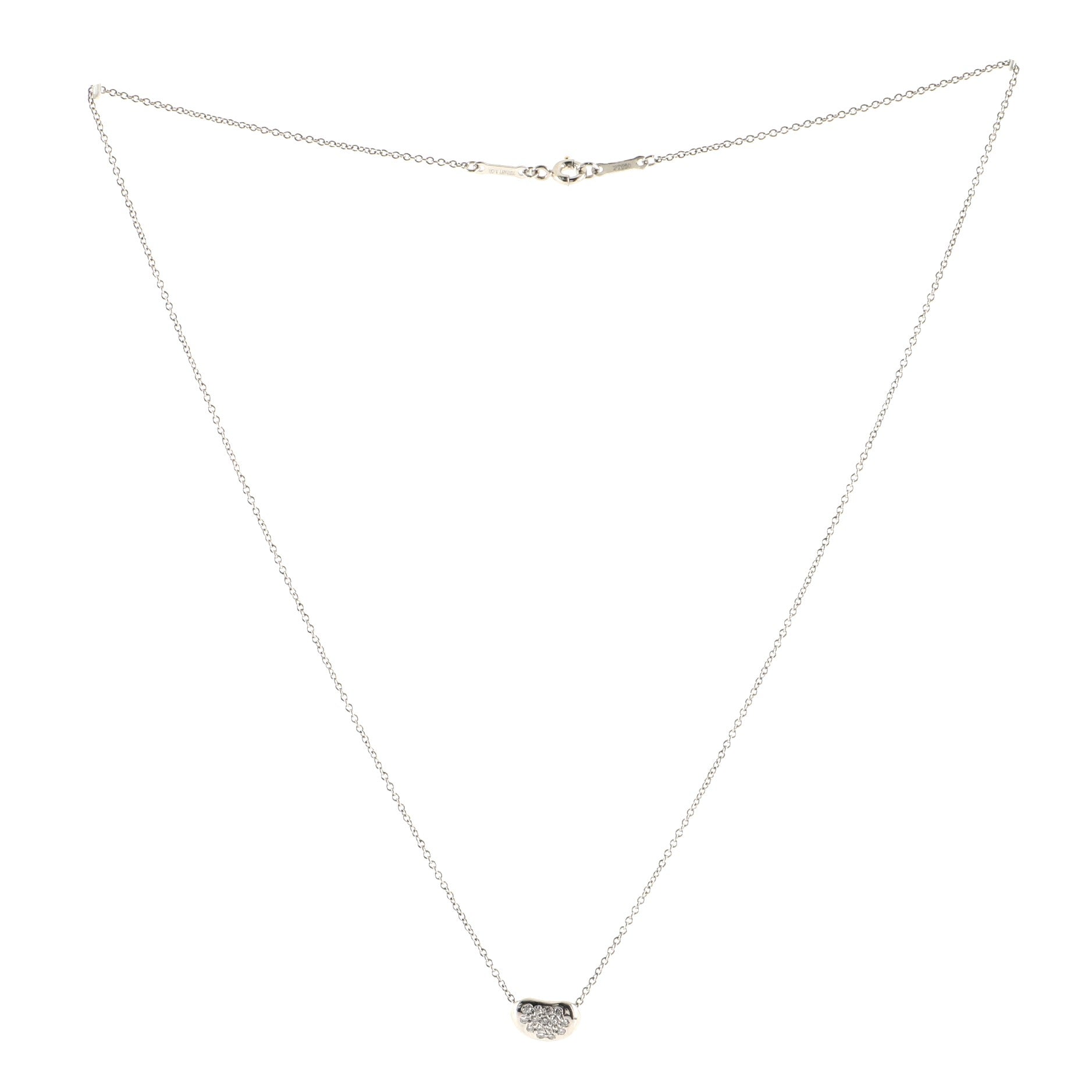 Elsa Peretti Bean Pendant Necklace Platinum with Diamonds