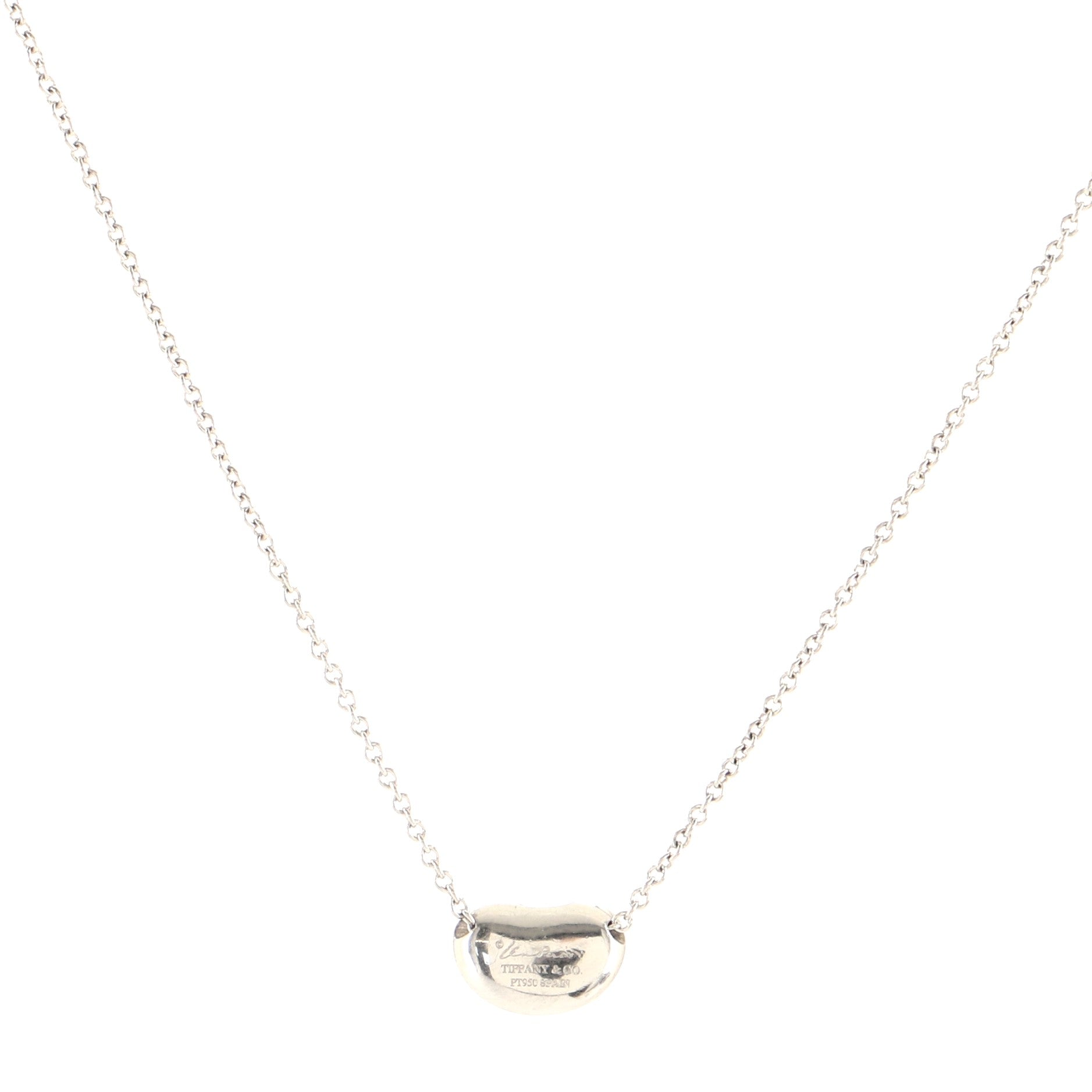 Elsa Peretti Bean Pendant Necklace Platinum with Diamonds
