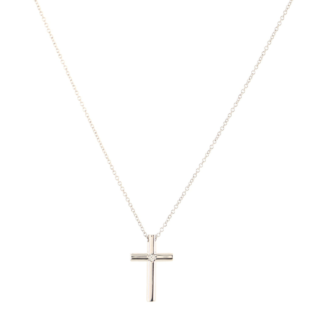 Cross Pendant Necklace 18K White Gold with Diamond