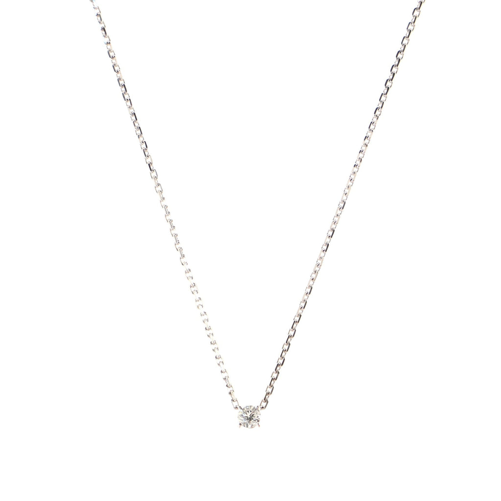 Love Support Solitaire Necklace 18K White Gold and Diamond .25CT