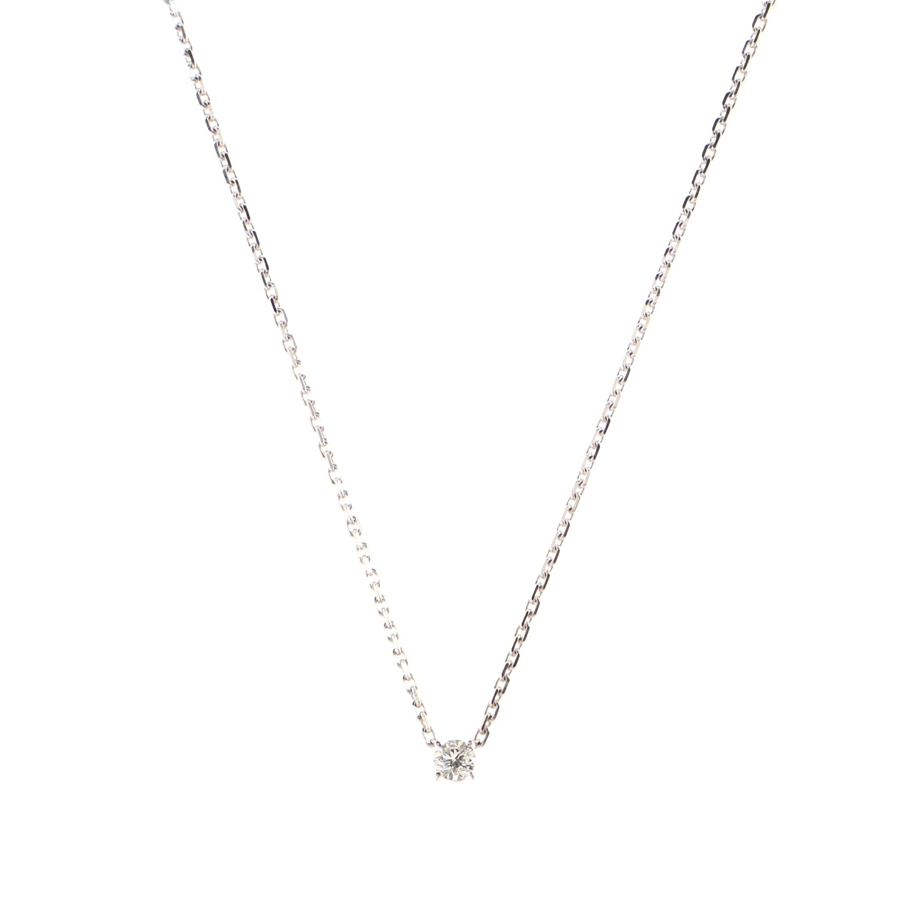Love Support Solitaire Necklace 18K White Gold and Diamond .25CT