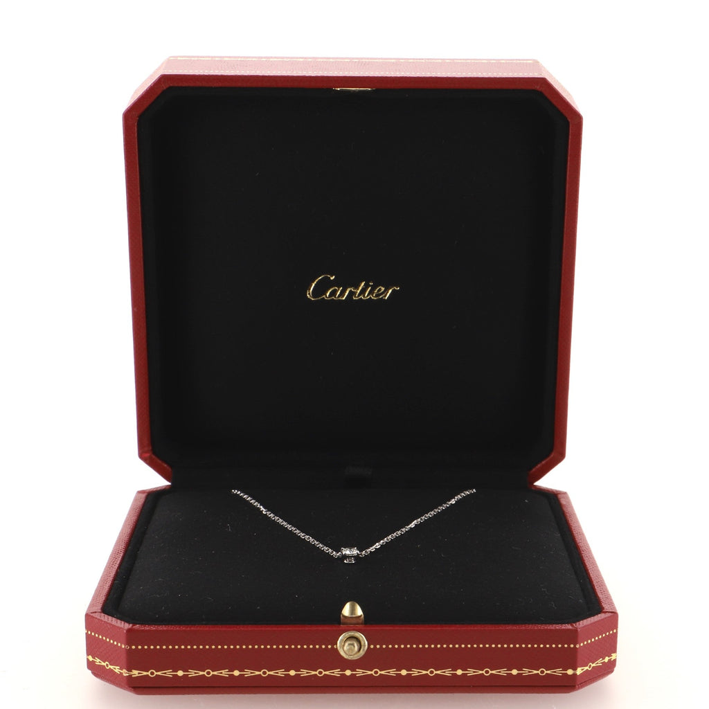 Love Support Solitaire Necklace 18K White Gold and Diamond .25CT
