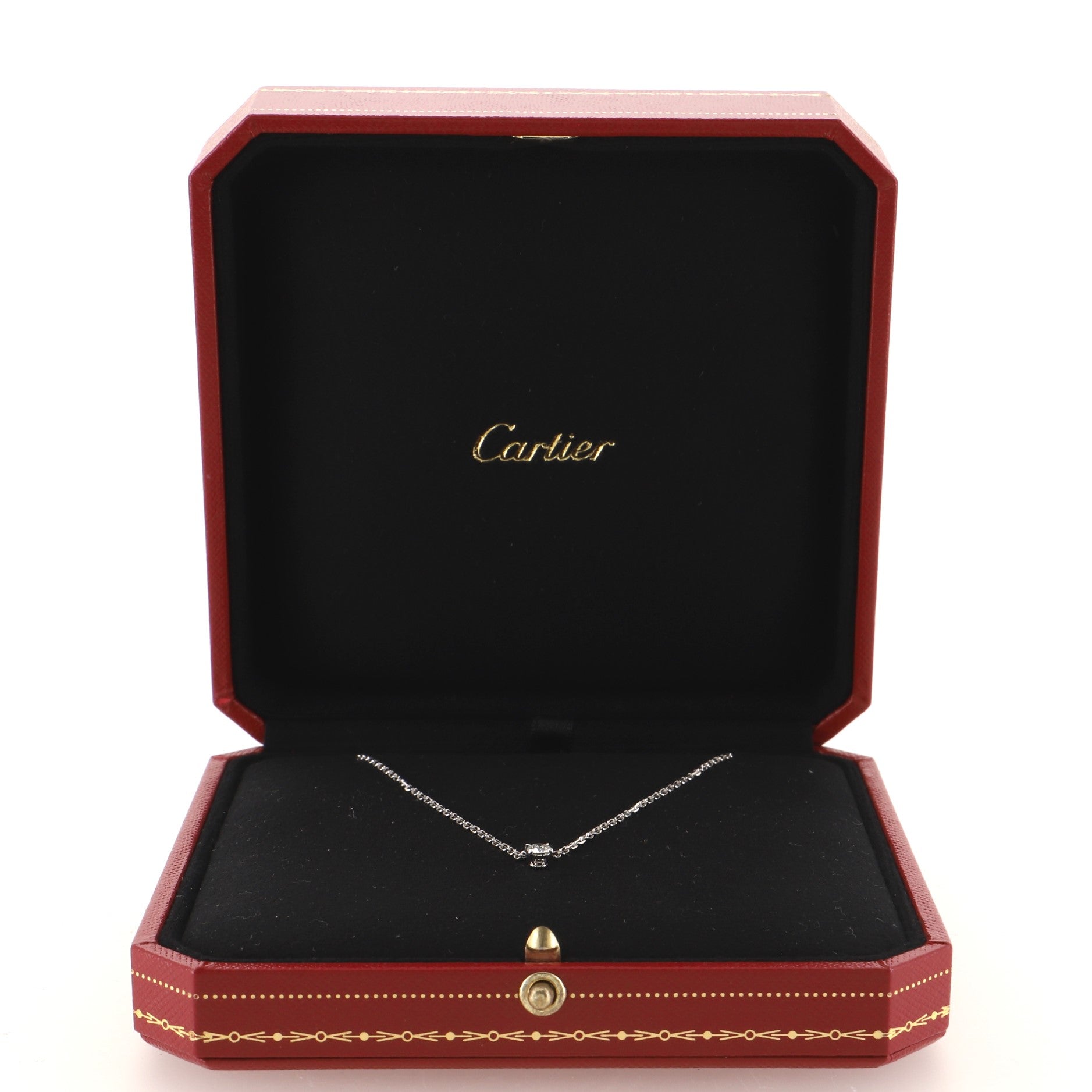 Love Support Solitaire Necklace 18K White Gold and Diamond .25CT