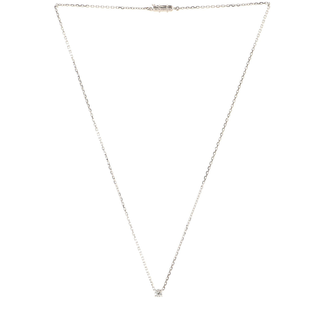 Love Support Solitaire Necklace 18K White Gold and Diamond .25CT