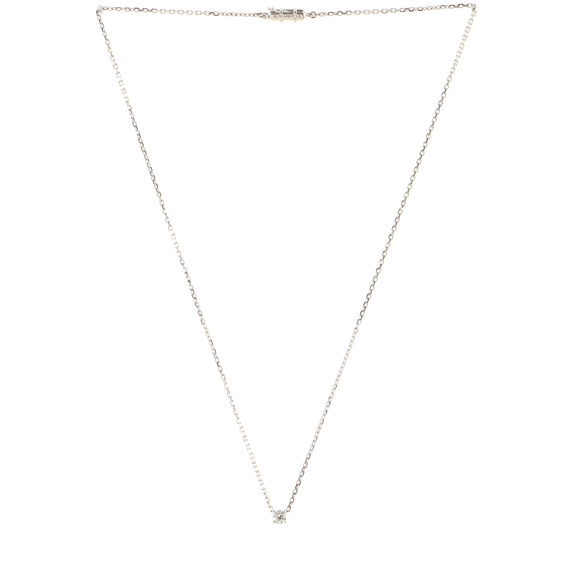 Love Support Solitaire Necklace 18K White Gold and Diamond .25CT