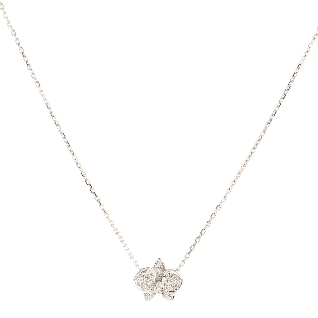 Caresse D'Orchidees Necklace 18K White Gold with Diamonds Small
