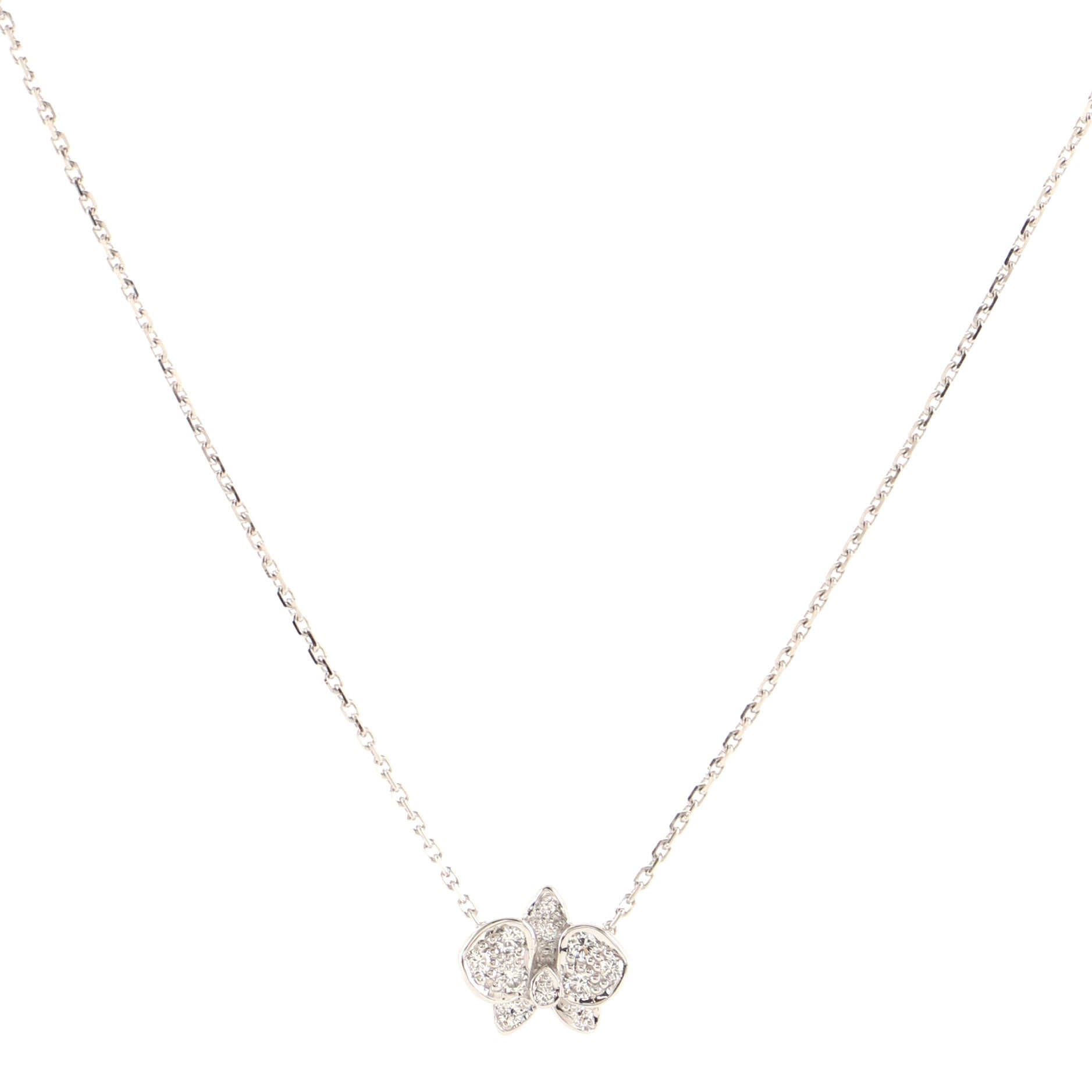 Caresse D'Orchidees Necklace 18K White Gold with Diamonds Small
