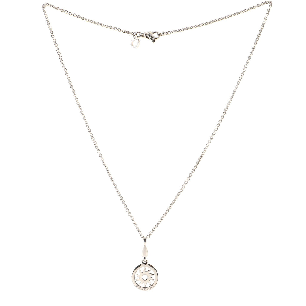 Tondo Sun Pendant Necklace 18K White Gold