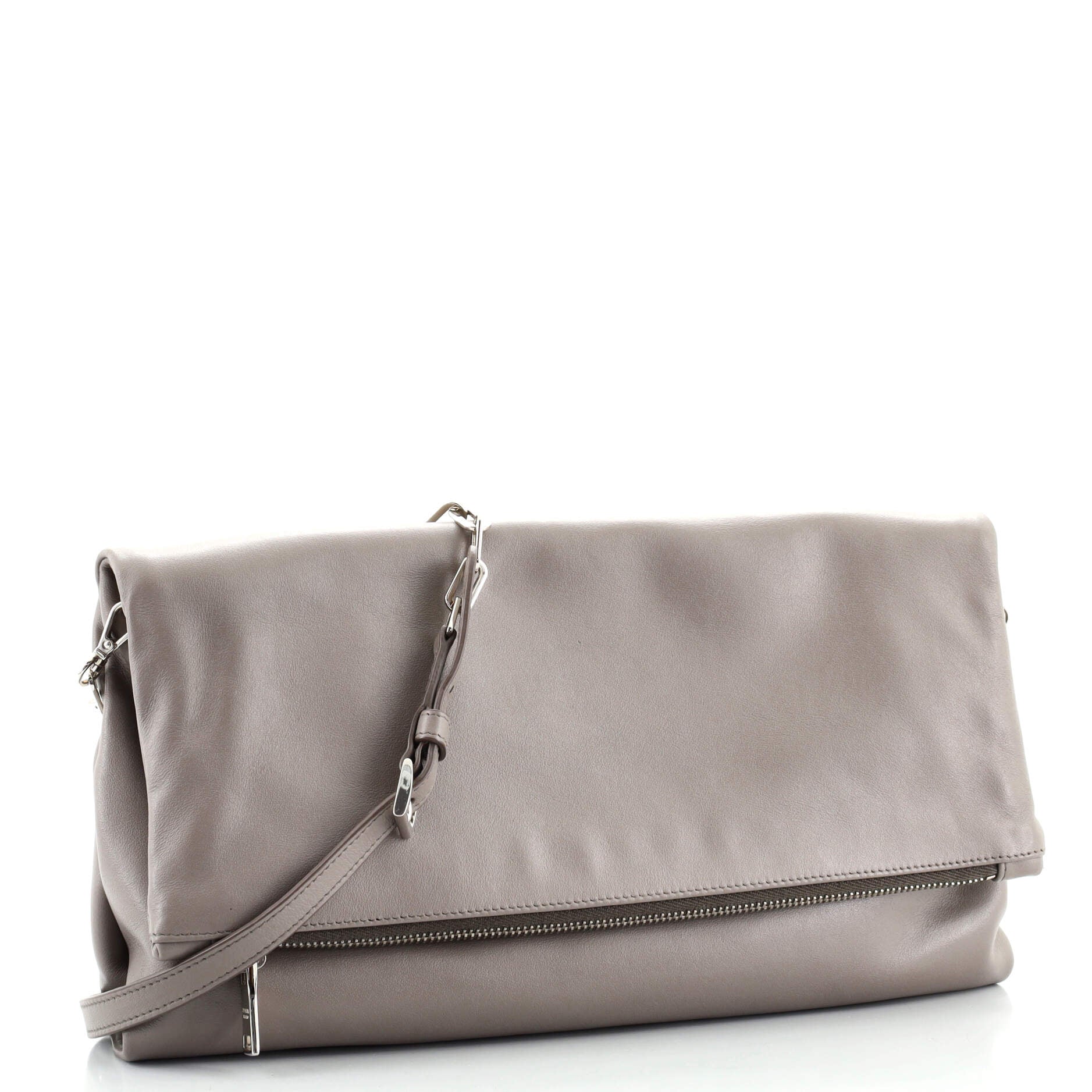 Fold Over Chain Clutch Soft Calfskin Medium