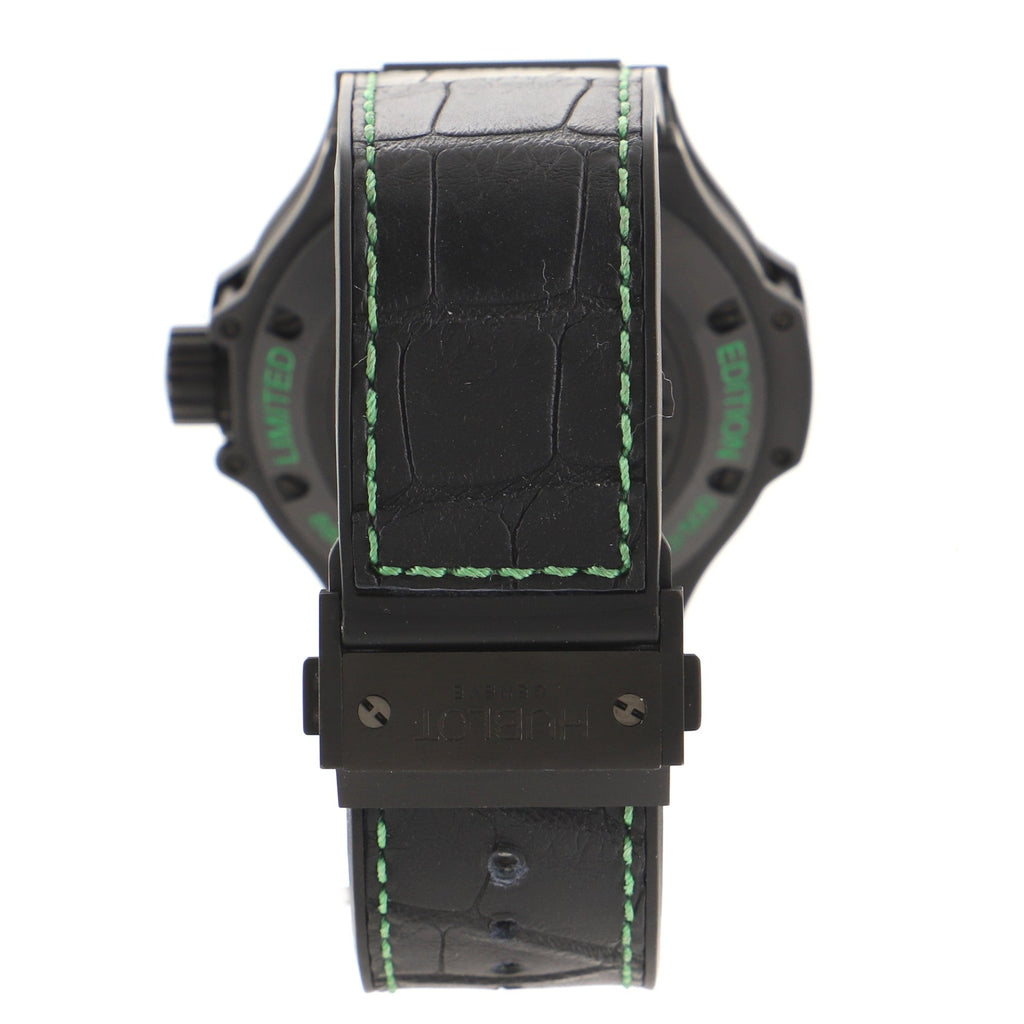 Big Bang All Black Green Automatic Watch Ceramic and Alligator with Rubber 48
