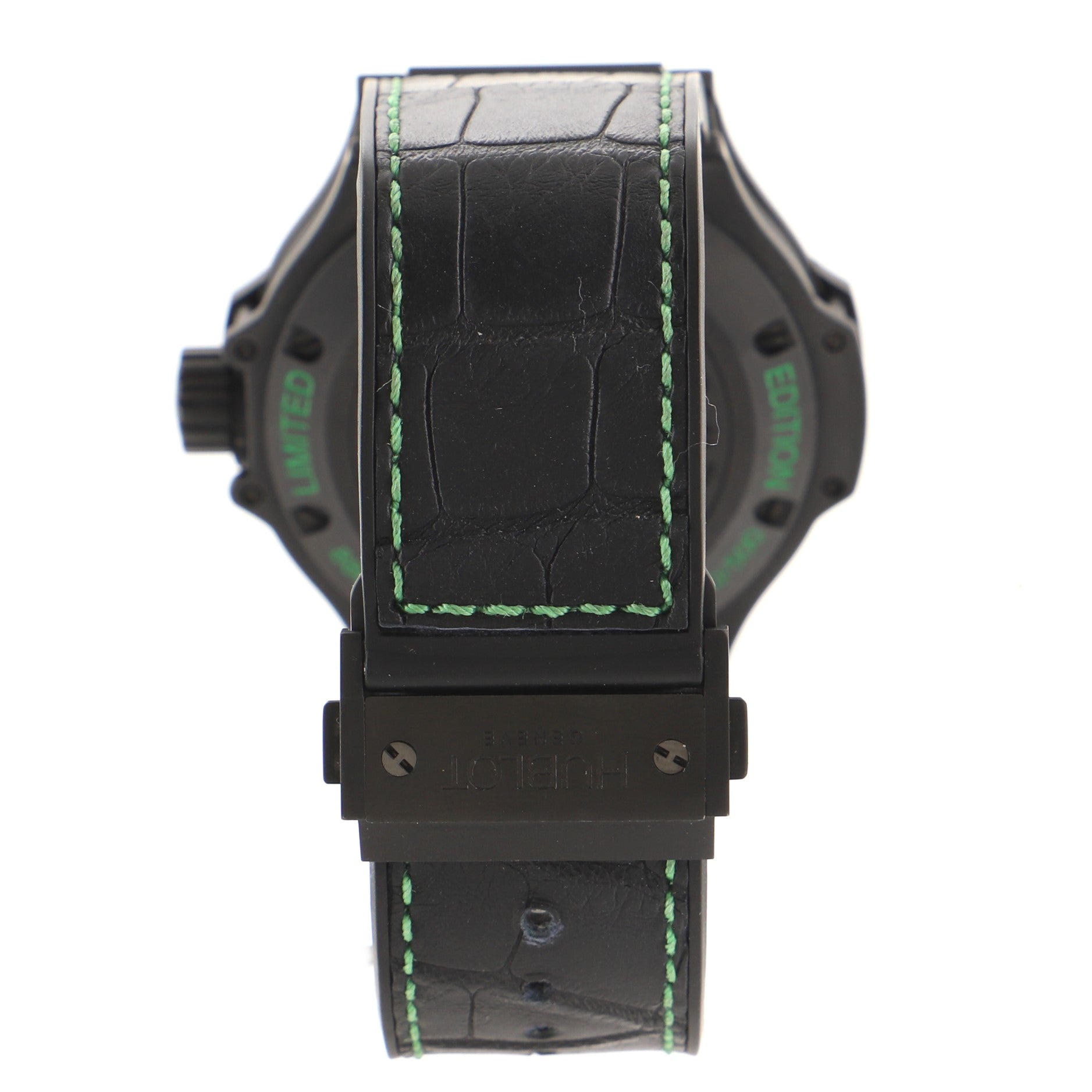 Big Bang All Black Green Automatic Watch Ceramic and Alligator with Rubber 48