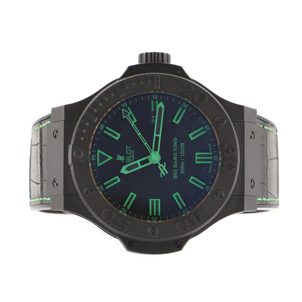 Big Bang All Black Green Automatic Watch Ceramic and Alligator with Rubber 48