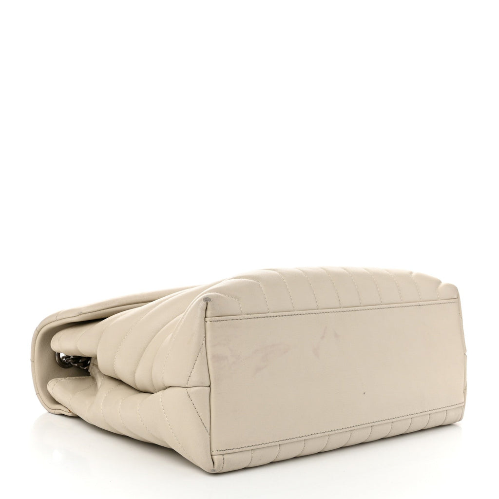 Calfskin Y Quilted Monogram Medium Loulou Chain Satchel Crema Soft