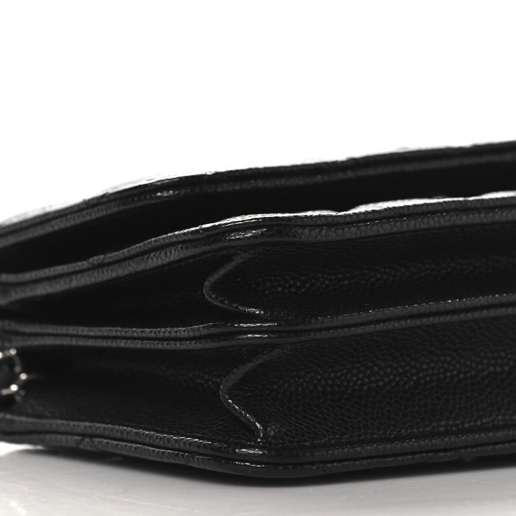 Caviar Quilted Mini Wallet On Chain WOC Black