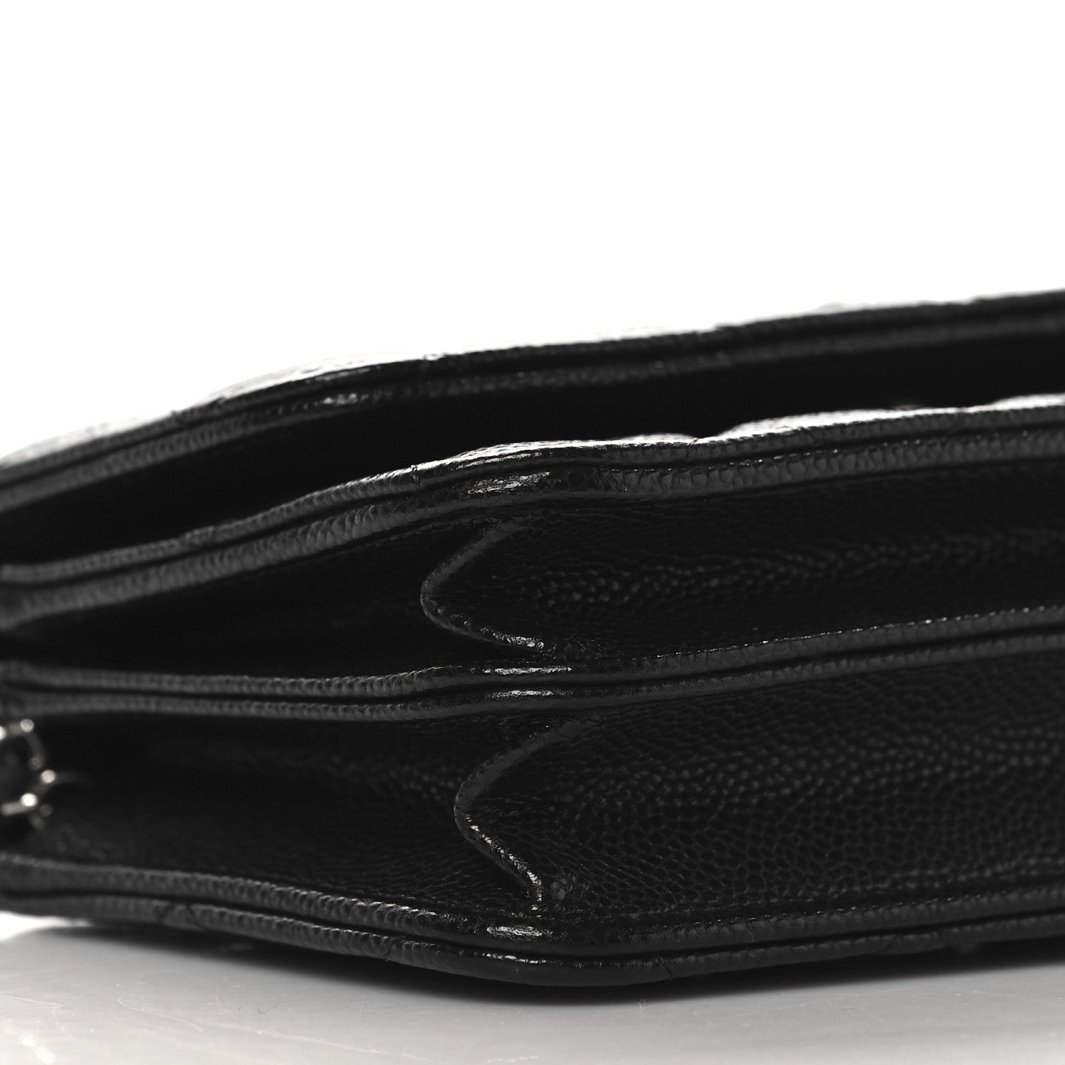 Caviar Quilted Mini Wallet On Chain WOC Black