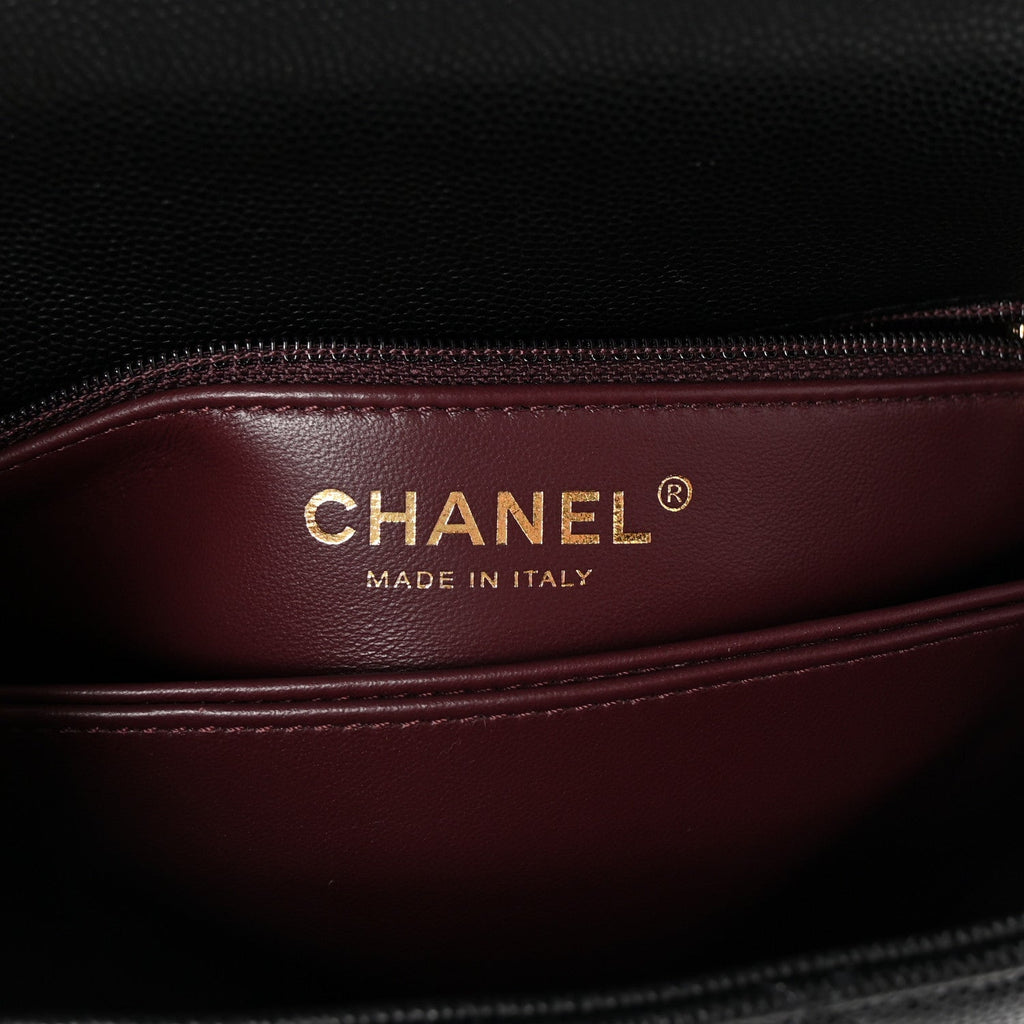 Caviar Quilted Mini Coco Handle Flap Black