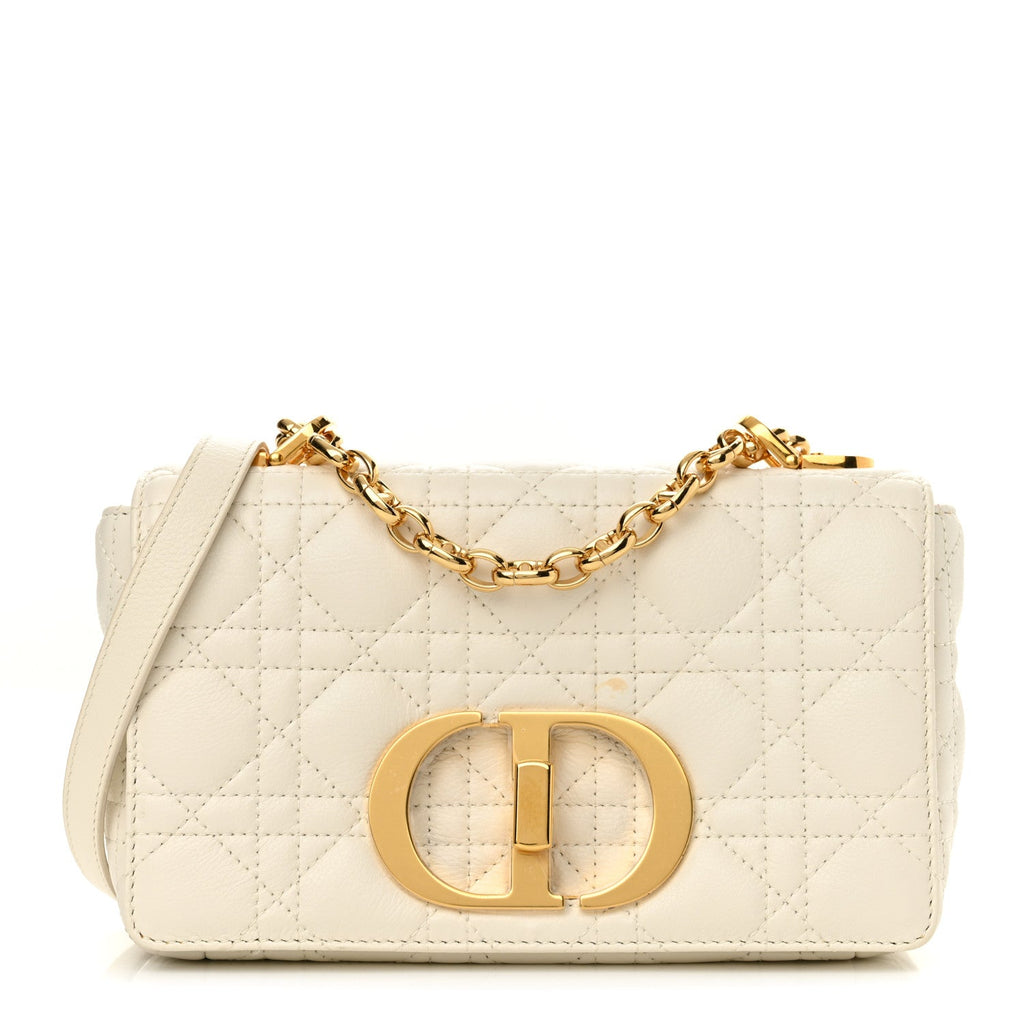 Lambskin Cannage Small Caro Bag Ivory