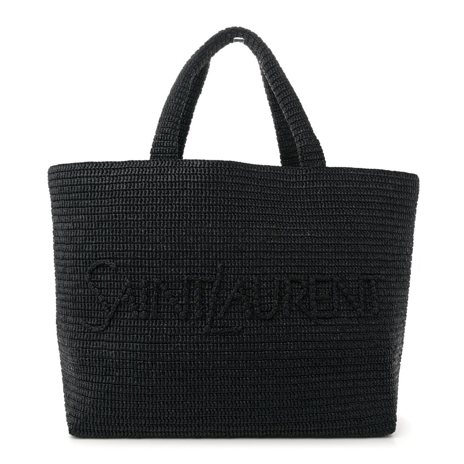 Raffia Logo Tote Black