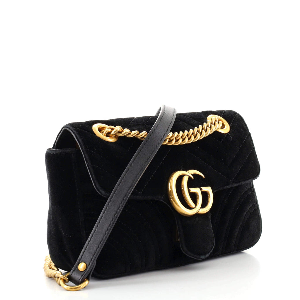 GG Marmont Flap Bag Matelasse Velvet Mini