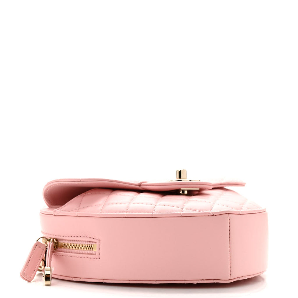 Lambskin Quilted CC Large In Love Heart With Chain Light Pink