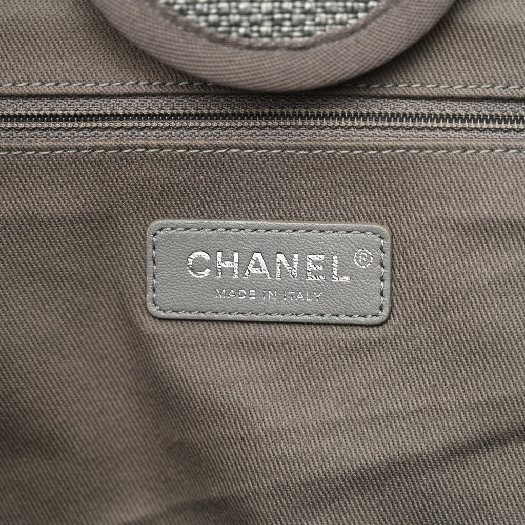 Woven Straw Raffia Large Deauville Tote Grey