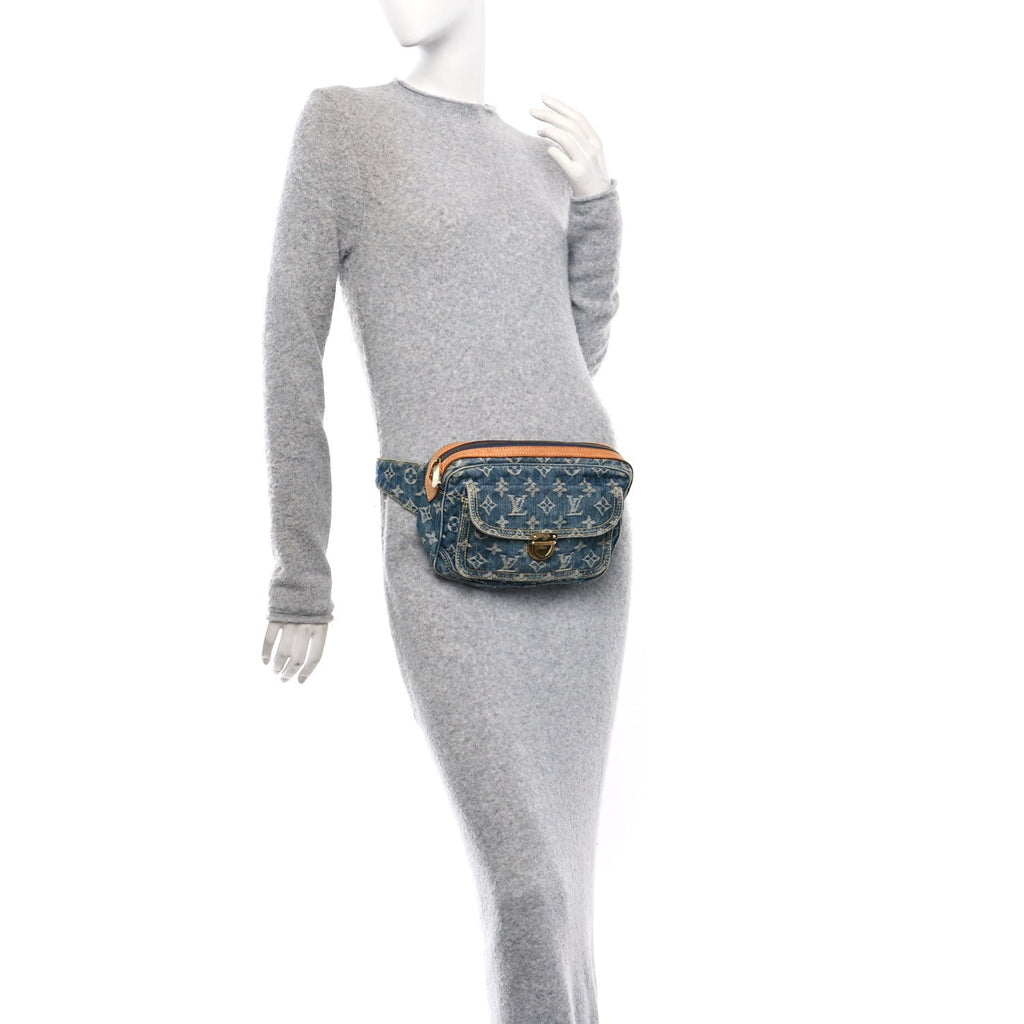 Monogram Denim Bum Bag Blue