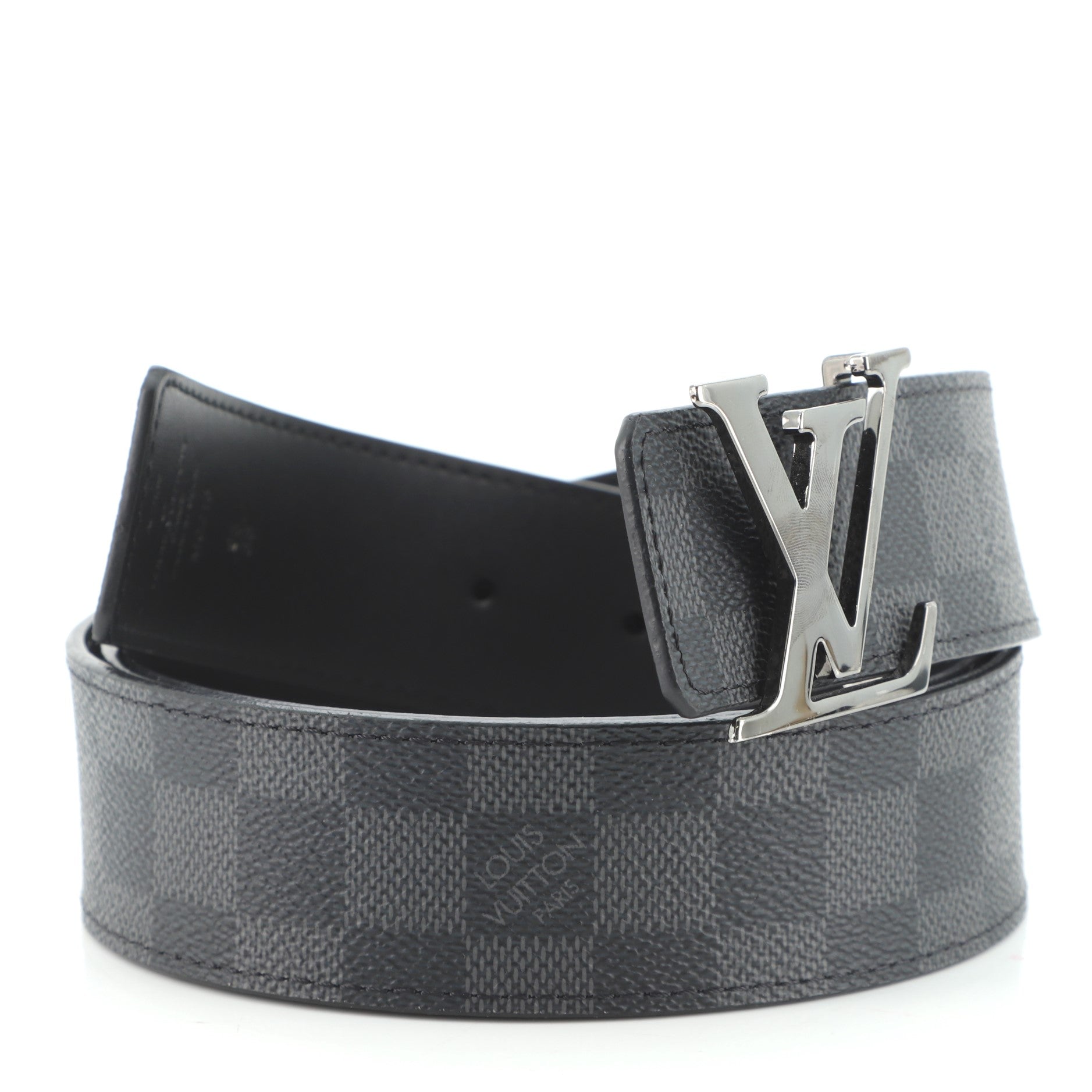 LV Initiales Reversible Belt Damier Graphite and Leather Wide 95