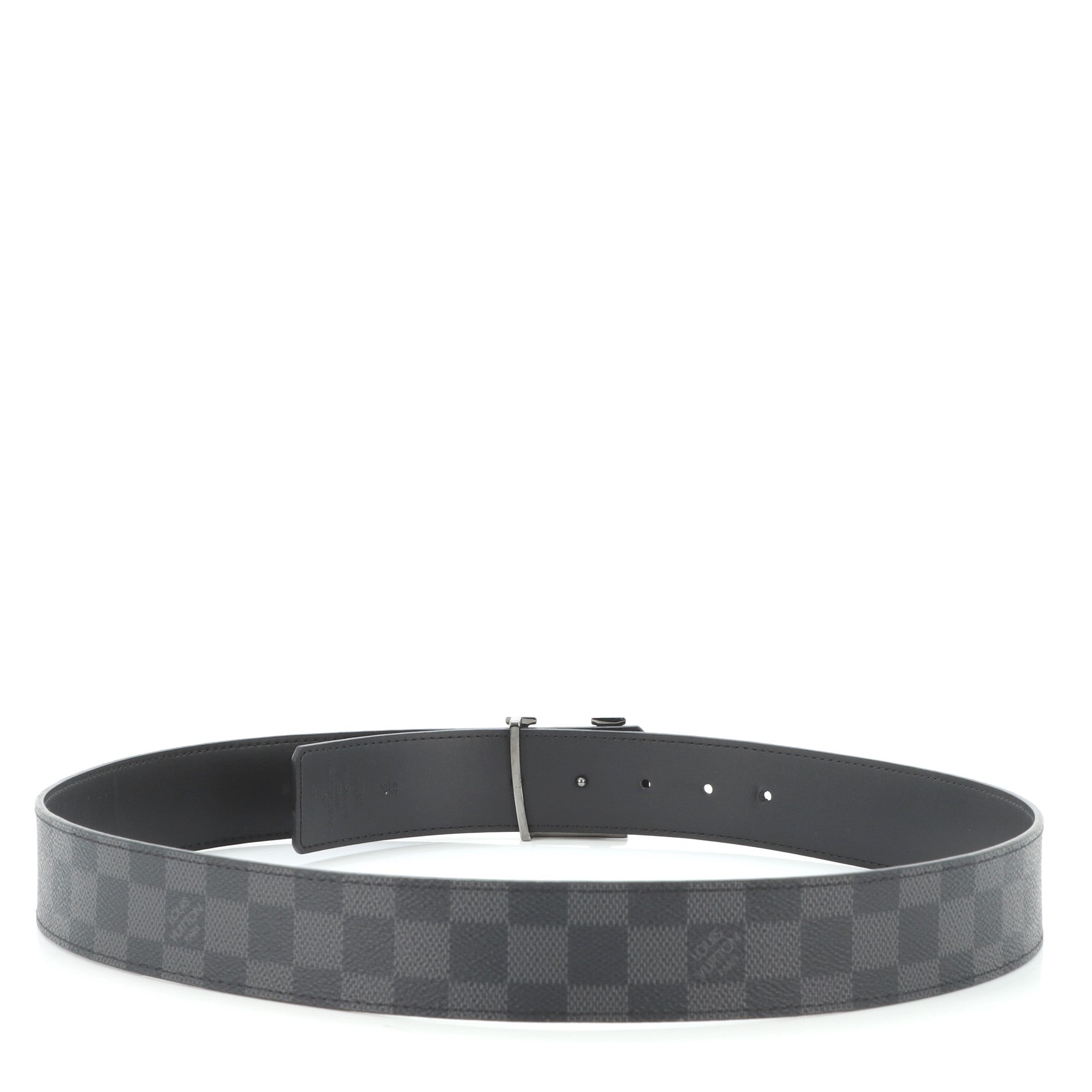 LV Initiales Reversible Belt Damier Graphite and Leather Wide 95