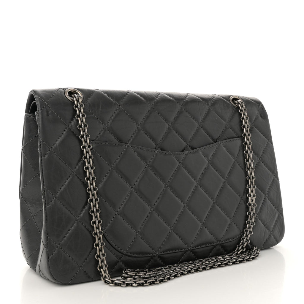 Aged Calfskin Quilted 2.55 Reissue 227 Flap Dark Grey